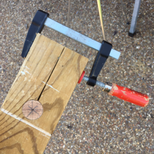 Dowel Rod Clamped In A Jig